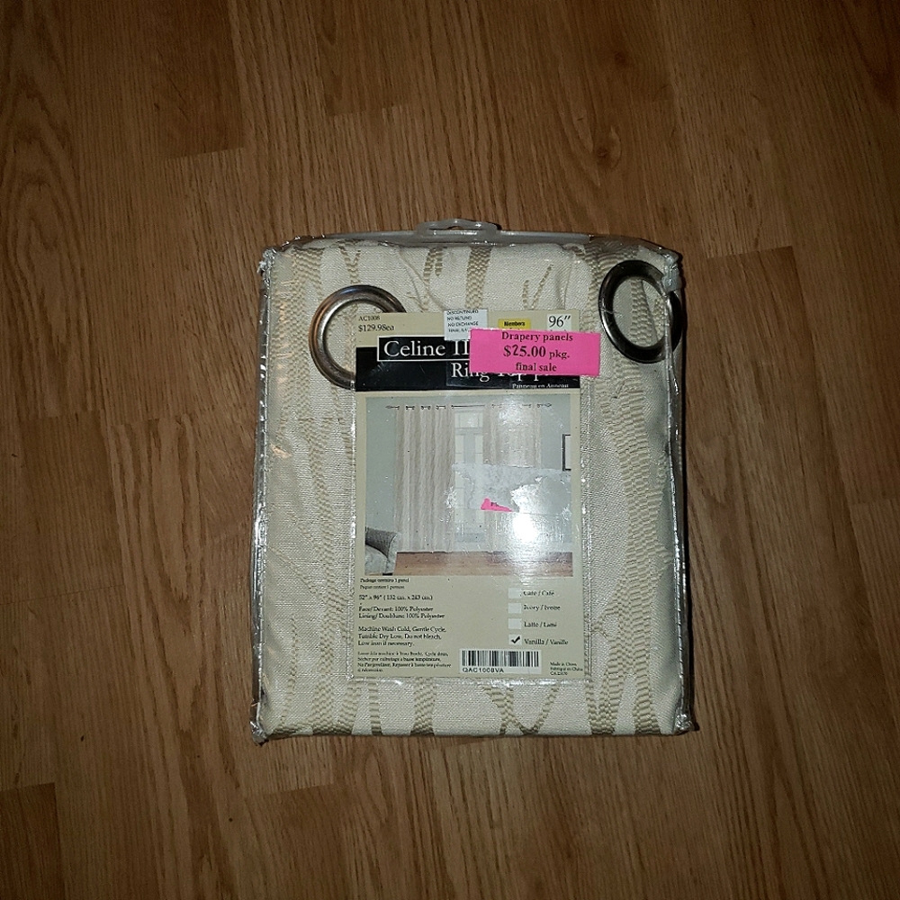 Celine 2" Ring Top Curtains 52"×96" Vanilla
